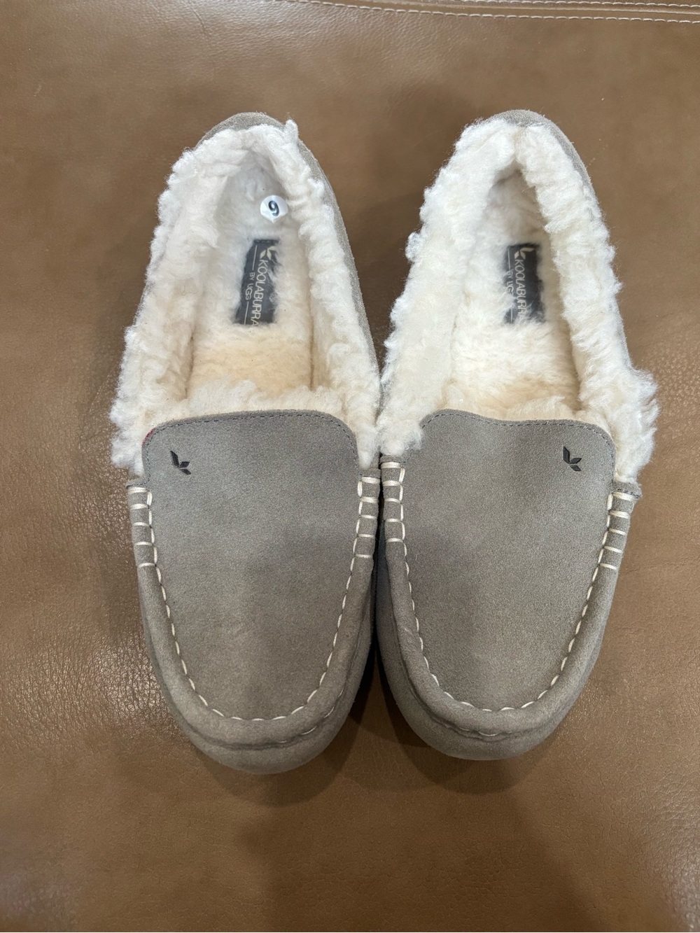 Koolaburra uggs Gray Suede Faux-Fur Lined Moccasin minimart cozy Slippers